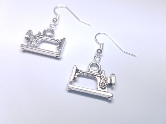 Preview: Nähmaschine Ohrringe silberfarben sewing machine